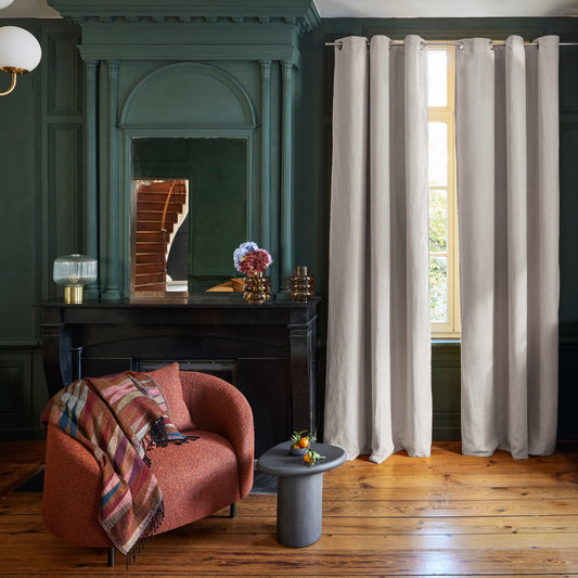 blueqwp Carlina Light Beige Blackout Lined Eyelet Curtain