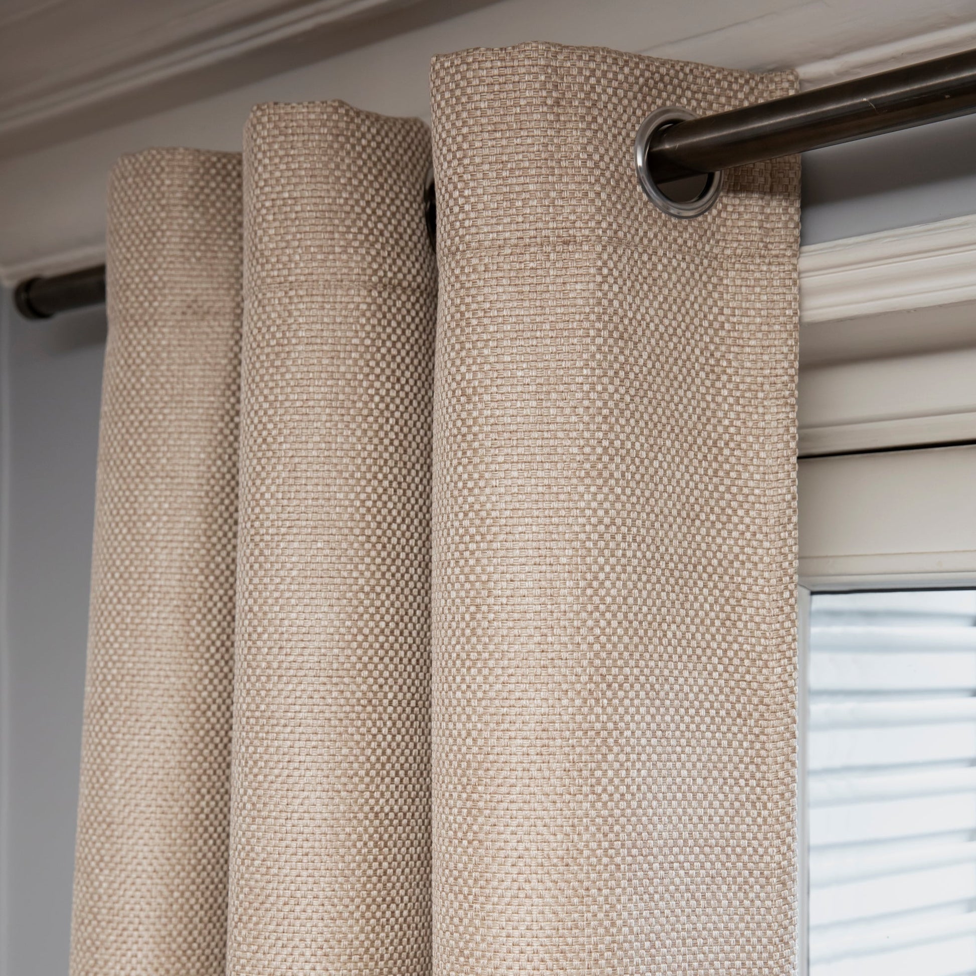 blueqwp Coconut Beige Blackout Lined Eyelet Curtain