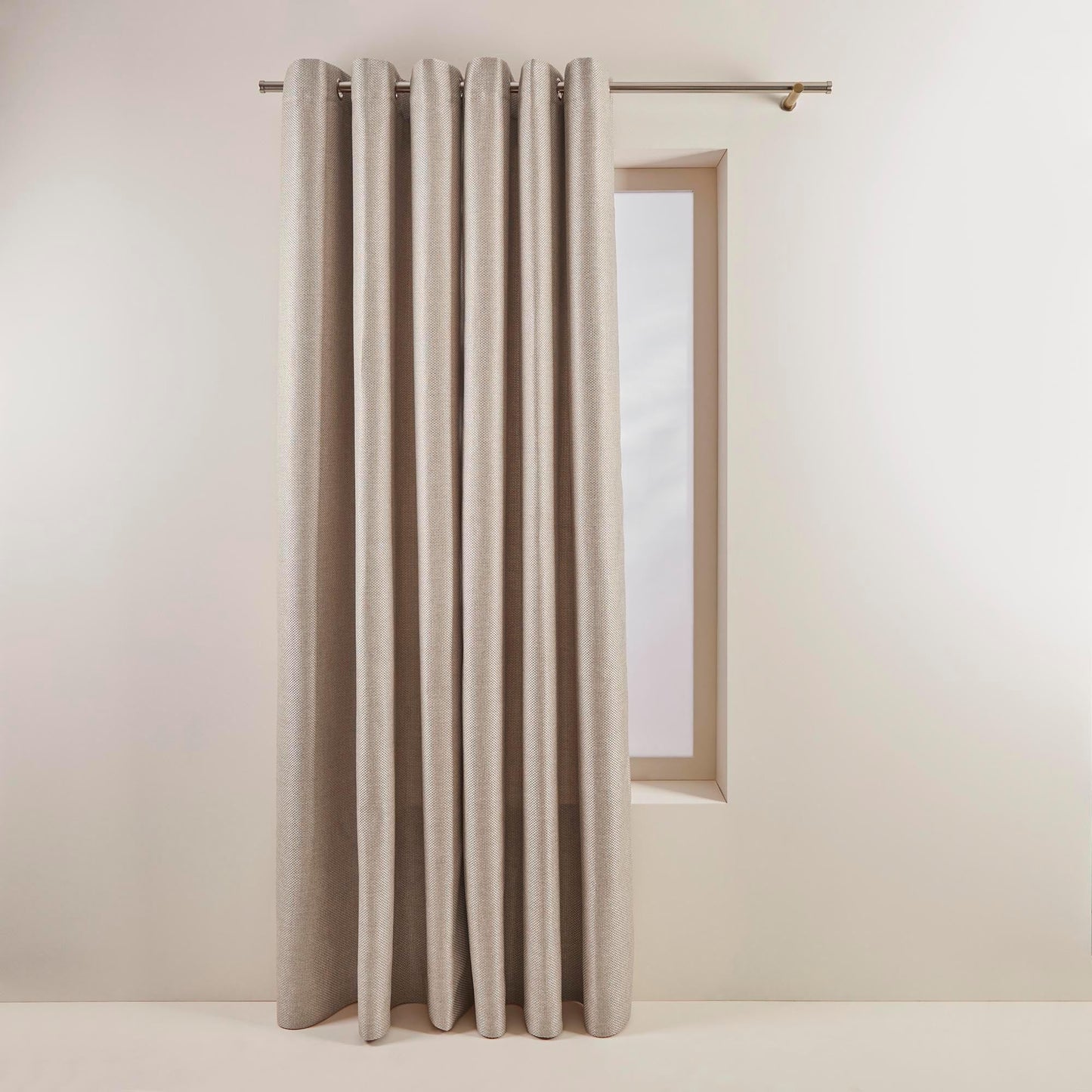 blueqwp Coconut Beige Blackout Lined Eyelet Curtain