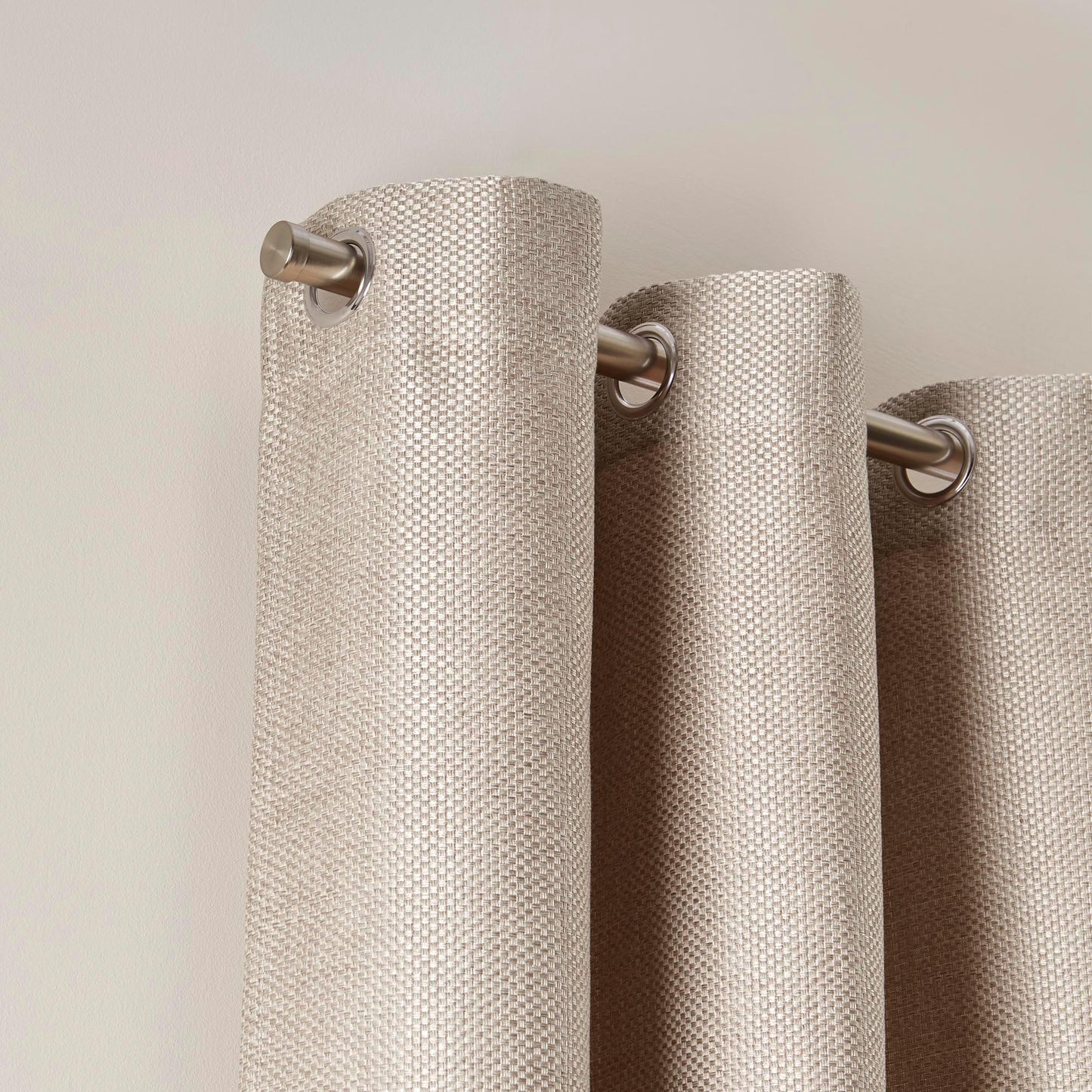 blueqwp Coconut Beige Blackout Lined Eyelet Curtain